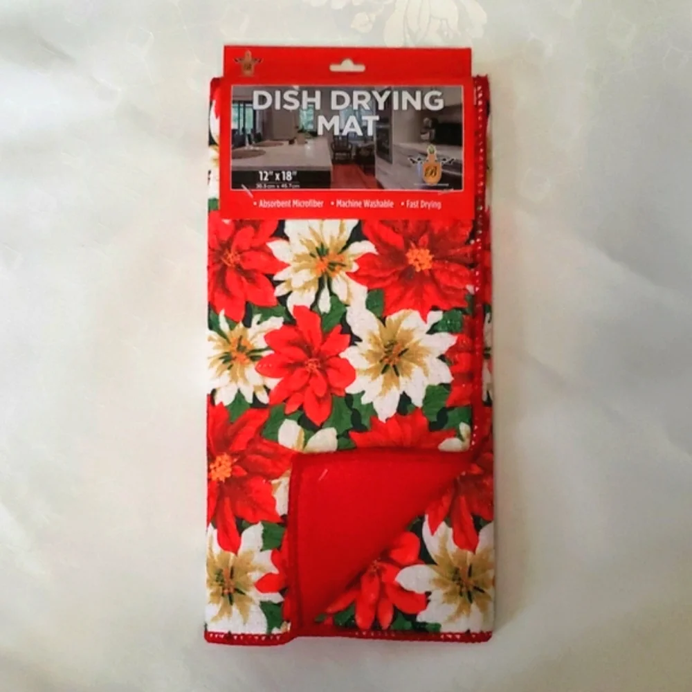Drying Mat + Christmas 3 piece Kitchen Towels Set